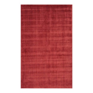 9x12 Red Hand Tufted Wool Woven Textured Geometric Modern Carpet Rug For Sale