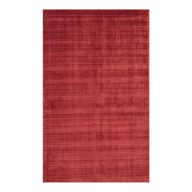 9x12 Red Hand Tufted Wool Woven Textured Geometric Modern Carpet Rug For Sale