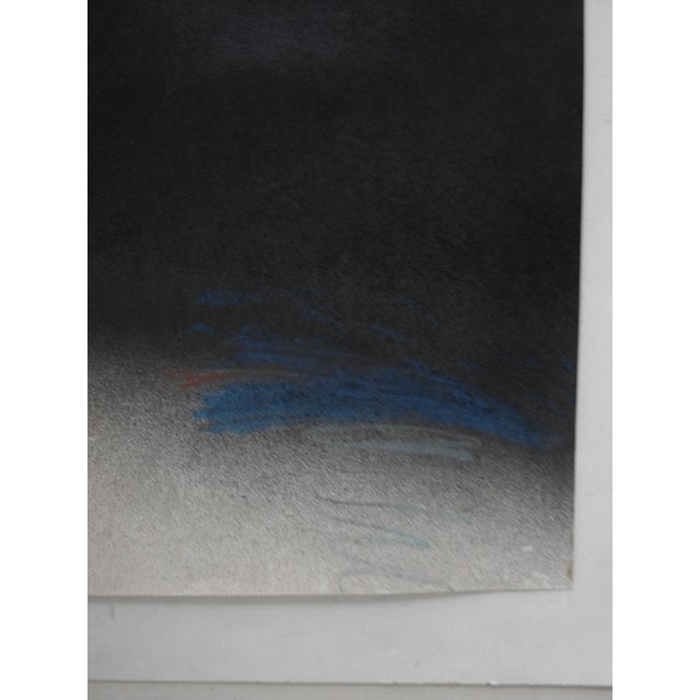 Vintage 1970's mixed media on paper abstract shadowy painting. Unsigned. Unframed, edge wear.