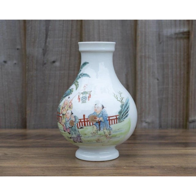 Chinese Famille Rose Figural Porcelain Vase, 1950s For Sale - Image 4 of 18