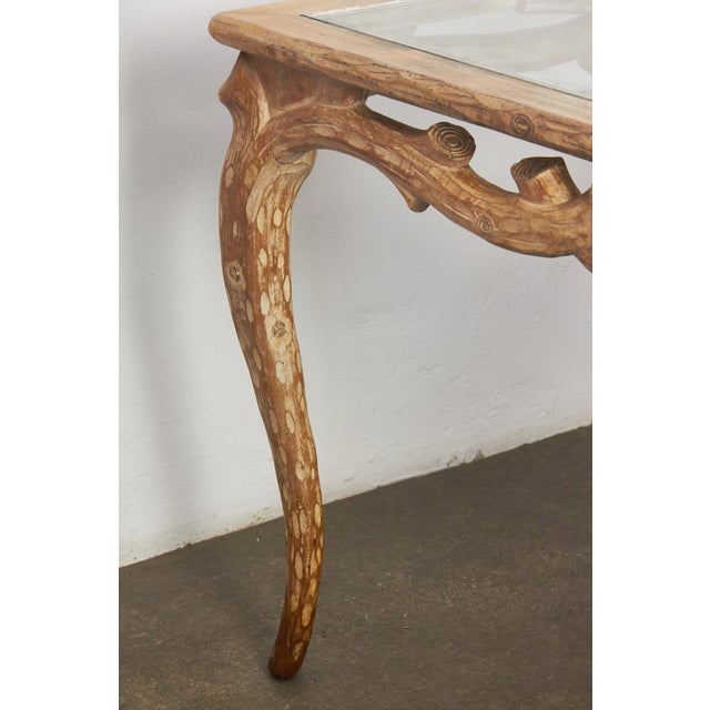 1970s Vintage Wooden Dining Table with Brutalist Glass Top, 1970s For Sale - Image 5 of 13