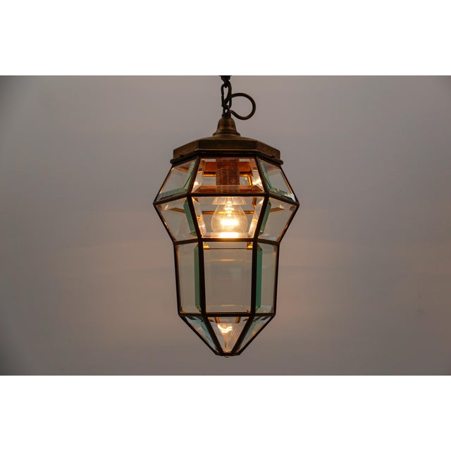 Cut Glass and Brass Pendant Light in the style of Adolf Loos, Austria, 1930s For Sale - Image 12 of 13