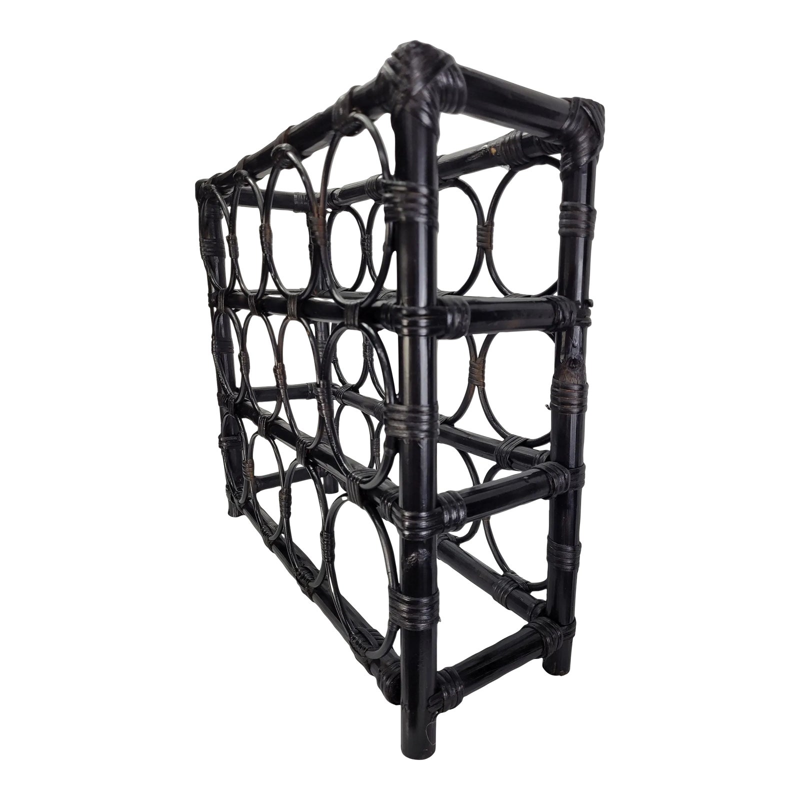 1970s Boho Chic Gothic Black Finish Bamboo Wine Rack or Towel Holder ...
