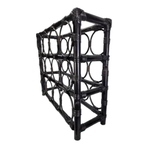 1970s Boho Chic Gothic Black Finish Bamboo Wine Rack or Towel Holder