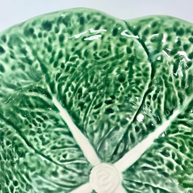 Forest Green 1980s Vintage Majolica Hollywood Regency Arts & Crafts Cabbage Serving Bowl. For Sale - Image 8 of 10
