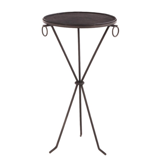 Early 21st Century A Pair of Gueridon Style Iron Drink Tables, in the Manner of Jean-Michel Frank For Sale - Image 5 of 6