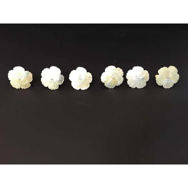 Boho Chic Handcrafted Napkin Rings in Natural Capiz Pearl Shell - Set of 6 For Sale - Image 3 of 11