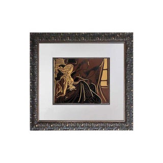 Pablo Picasso Linogravure Limited Edition "Duex Femme... Fenetre" 1959 W/Frame For Sale