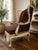Late 20th Century One-of-a-Kind Cowhide & Vintage Feed Sack Wingback Chair For Sale - Image 5 of 7