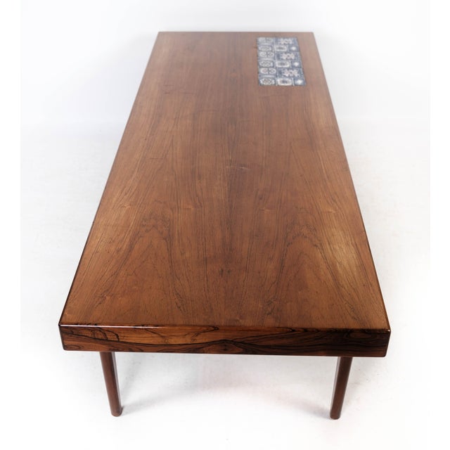 Rosewood Coffee Table with Blue Tiles by Johannes Andersen for CFC Silkeborg, 1960s For Sale - Image 12 of 17