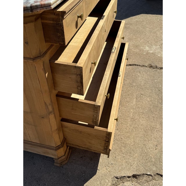 19th Century Louis Philippe Burl Walnut Bleached Marble Top Chest of Drawer / Commodes For Sale - Image 4 of 12