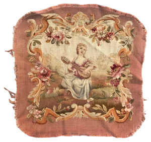 Antique Aubusson Cushion Chair Cover Tapestry, 1890s