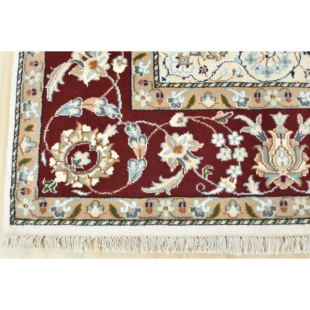 Fine Nain Rug 6’1” X 9’2” White Wool Traditional Hand-Knotted Oriental Carpet For Sale - Image 12 of 15