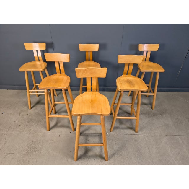 Mid-Century Brutalist Bar Stools, 1960s, Set of 6 For Sale - Image 12 of 15