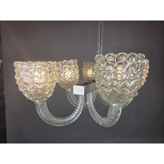 Barovier Six-Light Murano Glass Chandelier, Italy, 1940s For Sale - Image 6 of 9