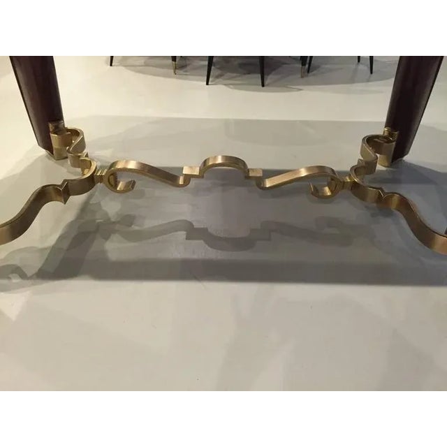 Art Deco French Art Deco Dining Table With Marble Top and Gold Hardware For Sale - Image 3 of 7