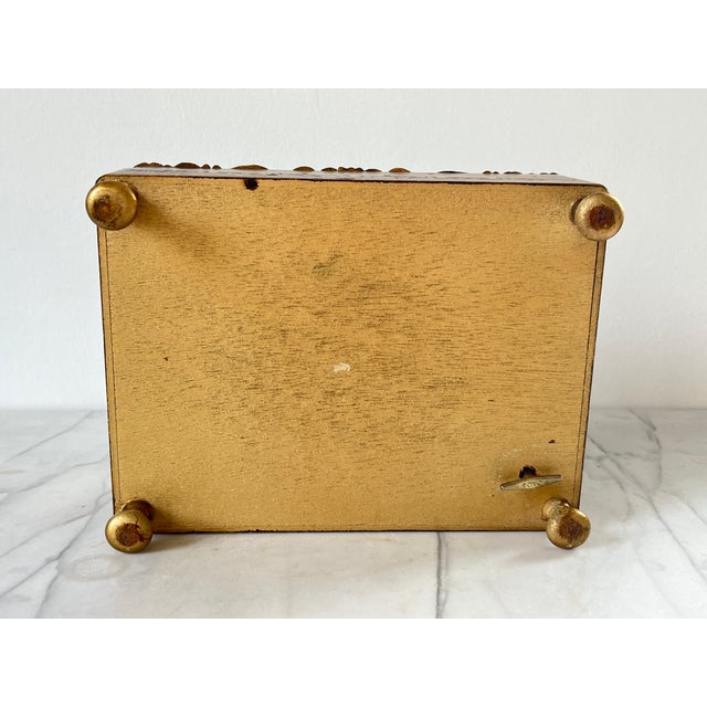 Wood Vintage Gilded Wood Jewelry Music Box For Sale - Image 7 of 12