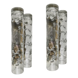 Ice Glass Wall Lights from Doria Leuchten, Germany, 1970s, Set of 2 For Sale