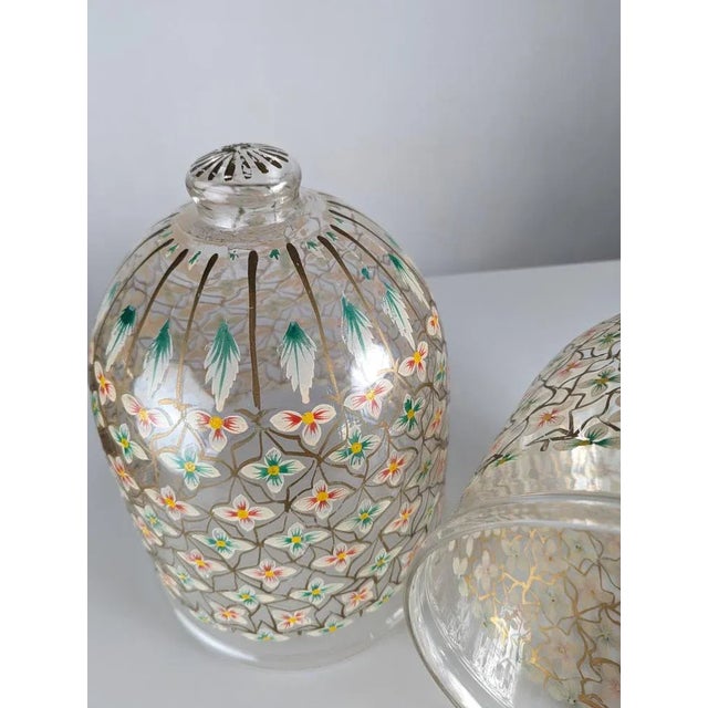 Hand-Painted Floral Beacon Crystal Domes, Set of 2 For Sale - Image 4 of 8