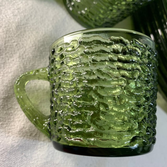 Vintage 1960s Mid-Century Modern Anchor Hocking "Soreno" Avocado Green Snack Set - 12 pcs For Sale In Chicago - Image 6 of 6