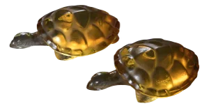 Crystal Turtles Sculptures by René Lalique for Lalique, 1940s, Set of 2