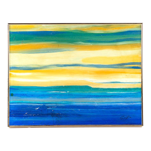 1970s Large Original Artist Signed "Tranquillity" Acrylic Painting