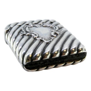 Silver Matchbox with Diagonal Fluted Strips For Sale