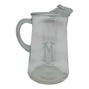 Vintage Monogrammed “M” Pressed Glass Pitcher