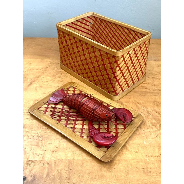 Vintage Shanghai Weave Rattan Lobster Box For Sale - Image 10 of 12