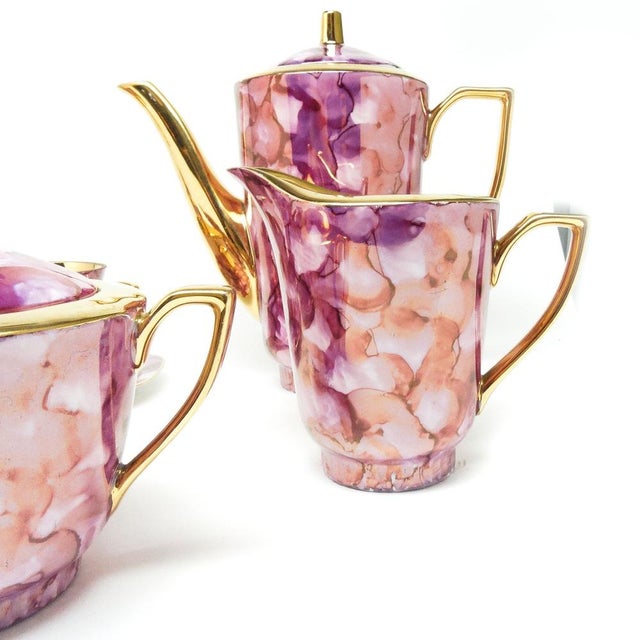 Ceramic Art Deco Tycjan Coffee Set from Karolina, Poland, 1960s, Set of 15 For Sale - Image 7 of 16