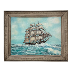 Vintage Original Maritime Oil Painting - Uss Constitution “Old Ironsides” 1988