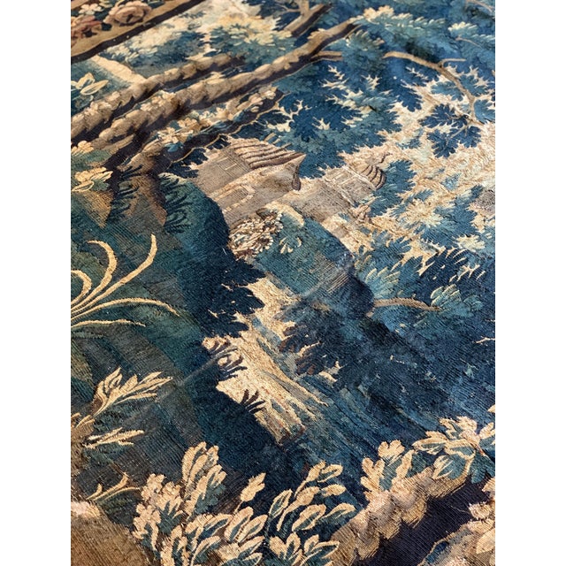 Antique 17th Century Flemish Verdure Landscape Tapestry For Sale - Image 9 of 10