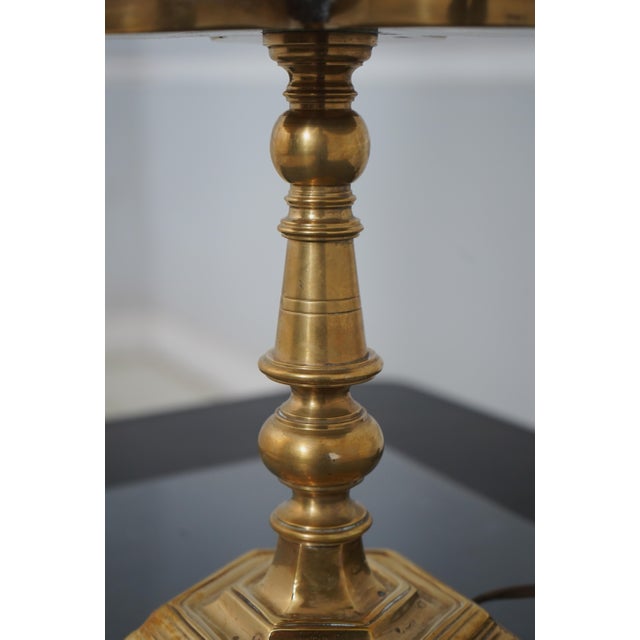 Metal 1970s Chapman Brass Table Lamp W. Tole Shade For Sale - Image 7 of 12