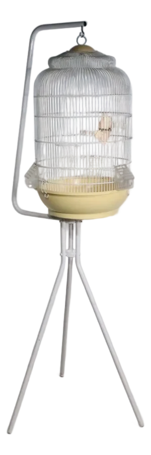 Vintage Mid Century Birdcage and Stand Made in Italy by F O P C. 1970's