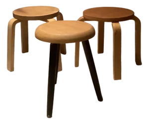 Vintage Stools in Style of Aalto Perriand, Set of 3