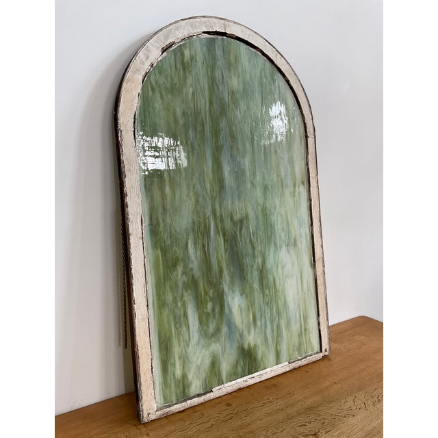 Rustic Vintage Arch Top Slag Glass Window, Early 20th C For Sale - Image 3 of 14