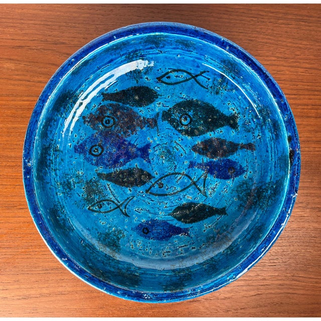 Mid-Century Modern Pesce Fish Pottery Bowl by Aldo Londi for Bitossi, Italy, 1960s, in Very Good conditions. Designed 1960...