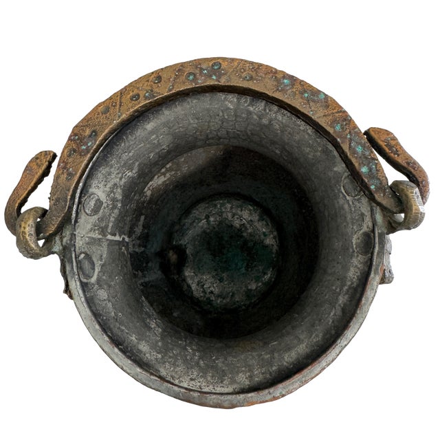 Silver 19th-Century South Indian Hand-Hammered Copper Water Vessel With Chased Rim For Sale - Image 8 of 16
