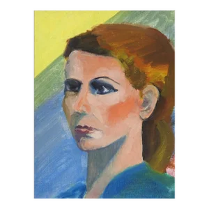 Vintage Mid 20th Century Modernist Portrait of Woman Painting