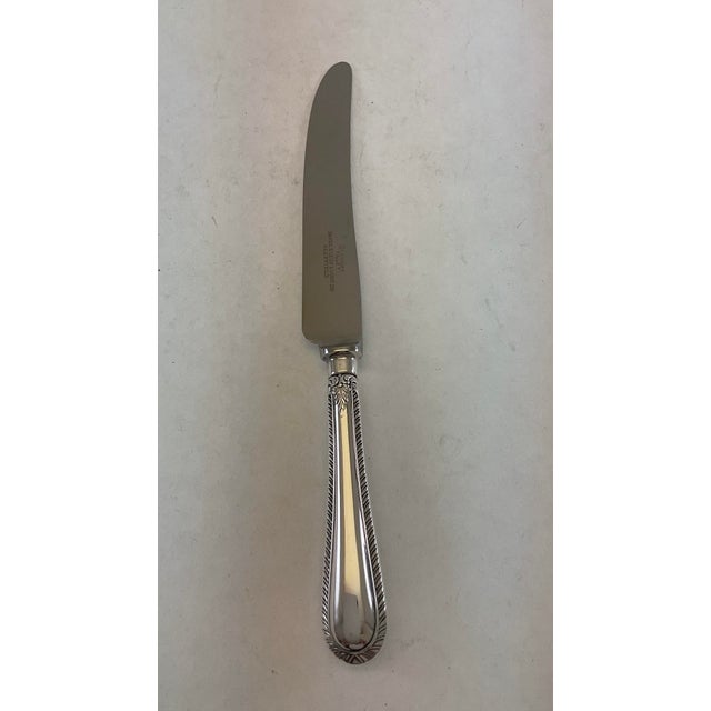 English 1980s Silver Dinner Knife, Feather Edge . For Sale - Image 3 of 11