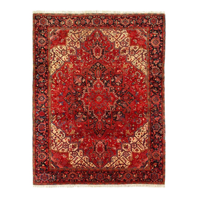 Red Color Persian Vintage Heriz 10' X 12'8'' For Sale