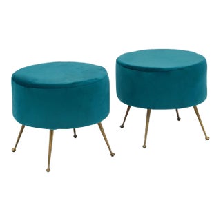 Vintage Italian Teal Stools For Sale