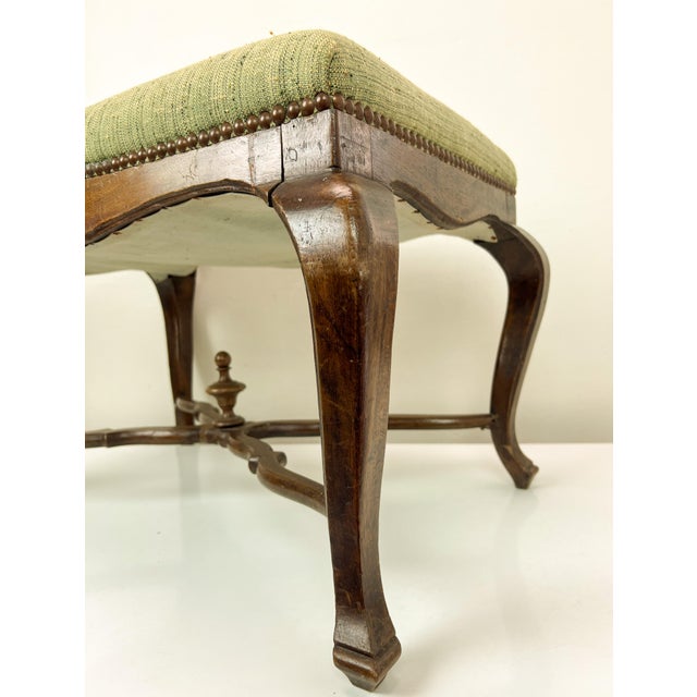 Antique French Louis XV Style Walnut Bench Stool, 1800s For Sale - Image 3 of 17