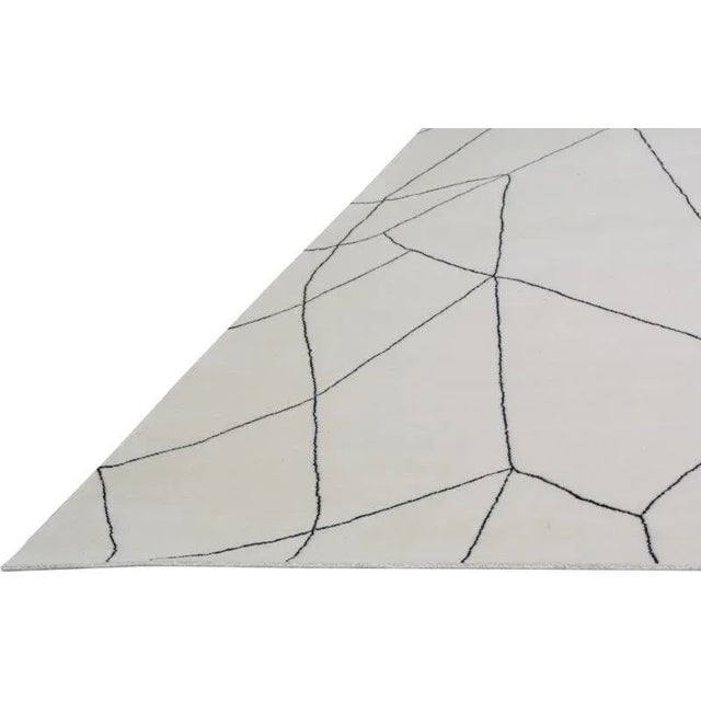 2010s Moroccan Azilal Black/White Hand Knotted Wool Rug,8'1"X10'1" For Sale - Image 5 of 6