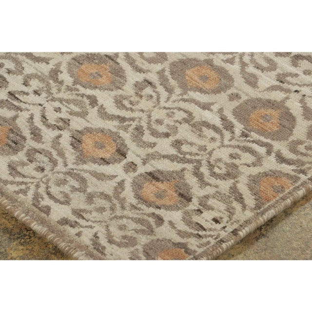 Contemporary Contemporary Block Print Floral Wool Runner by Rug & Kilim, India For Sale - Image 3 of 9