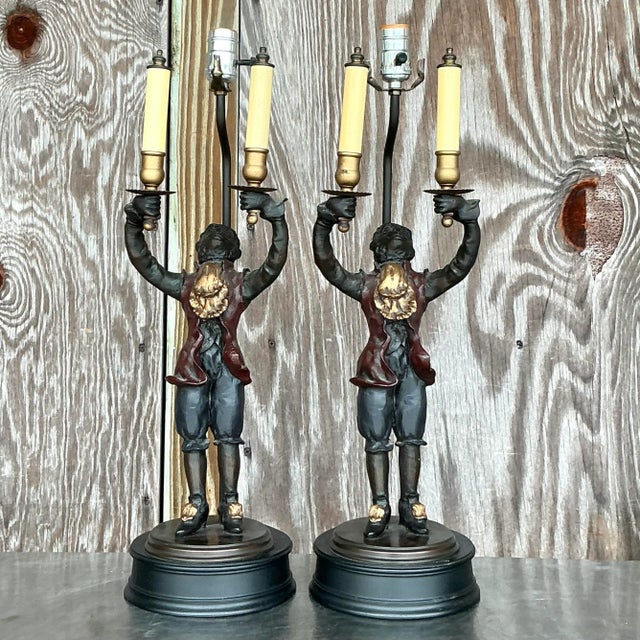 Illuminate your space with whimsical charm using this pair of Vintage Boho gilt-tipped monkey lamps. With their playful...