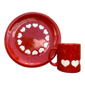 Vintage Waechtersbach Hearts Mug and Plate Set- 2 Pieces
