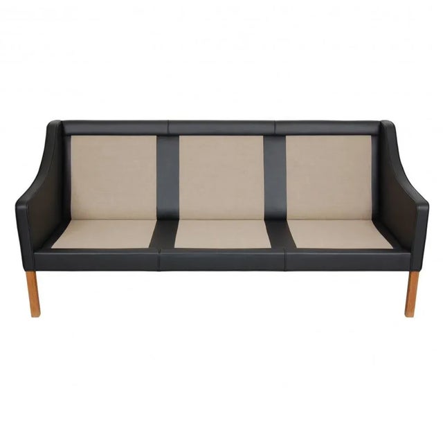 Animal Skin 2209 3-Seater Sofa in Black Bison Leather by Børge Mogensen for Fredericia For Sale - Image 7 of 9