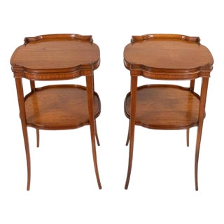 Pair of Mid-Century Italian Satinwood Veneered End Tables For Sale