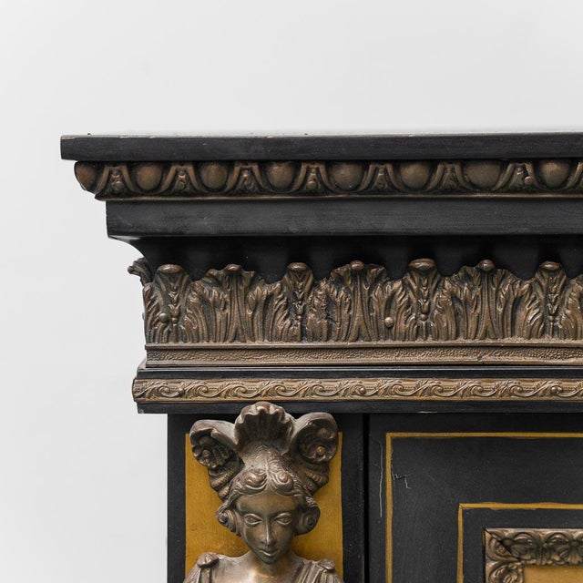 French Sideboard in Hand-Painted Wood with Brass Details, 1890s For Sale - Image 5 of 13